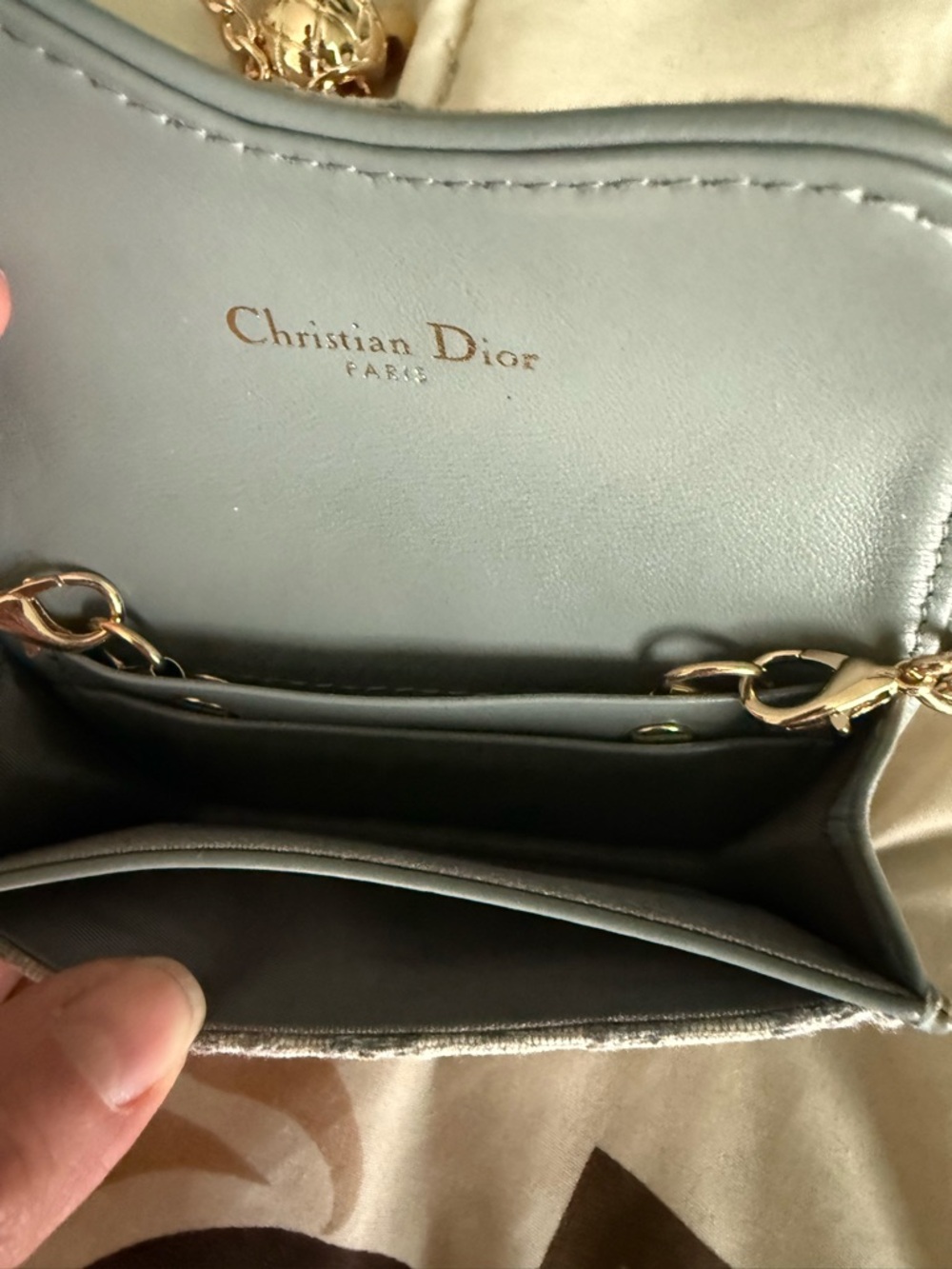 Christian Dior Oblique Jacquard Compact Wallet on Chain - Picture 6 of 6